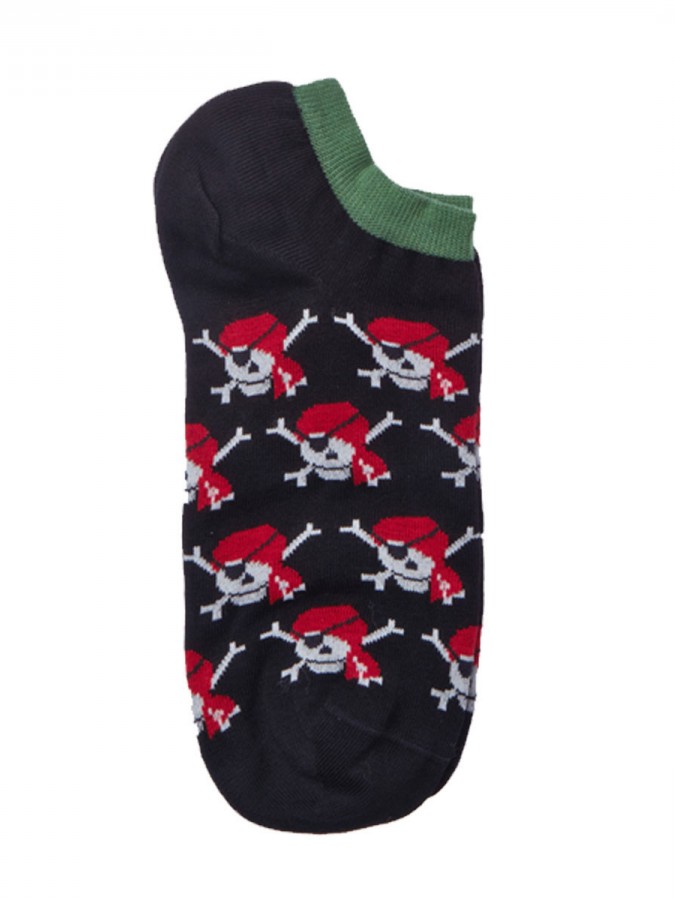 MEWE Ανδρικές Κάλτσες Κοφτές με σχέδιο ΝΕΚΡΚΕΦΑΛΕΣ - 1709 Μαύρο
